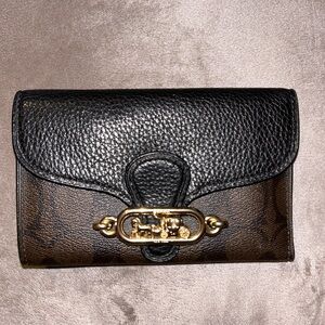 Coach Black and Brown Canvas Jade Medium Envelope Wallet
